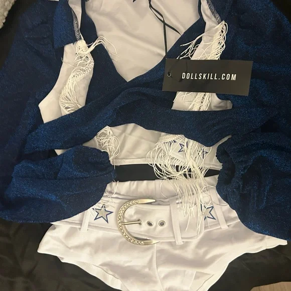 Dolls Kill Blue and White Fringe Set - Picture 6 of 8